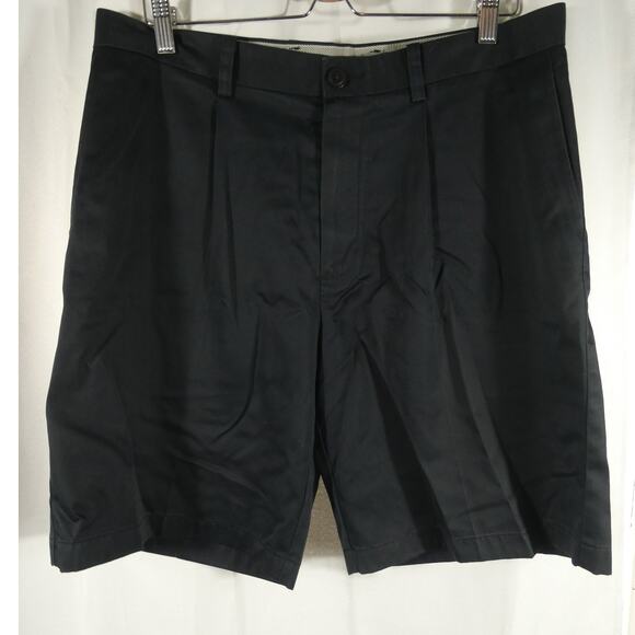 Ashworth Men's Golf Short 34 Waist Black Pleated EZ Tech Cotton - Picture 1 of 6